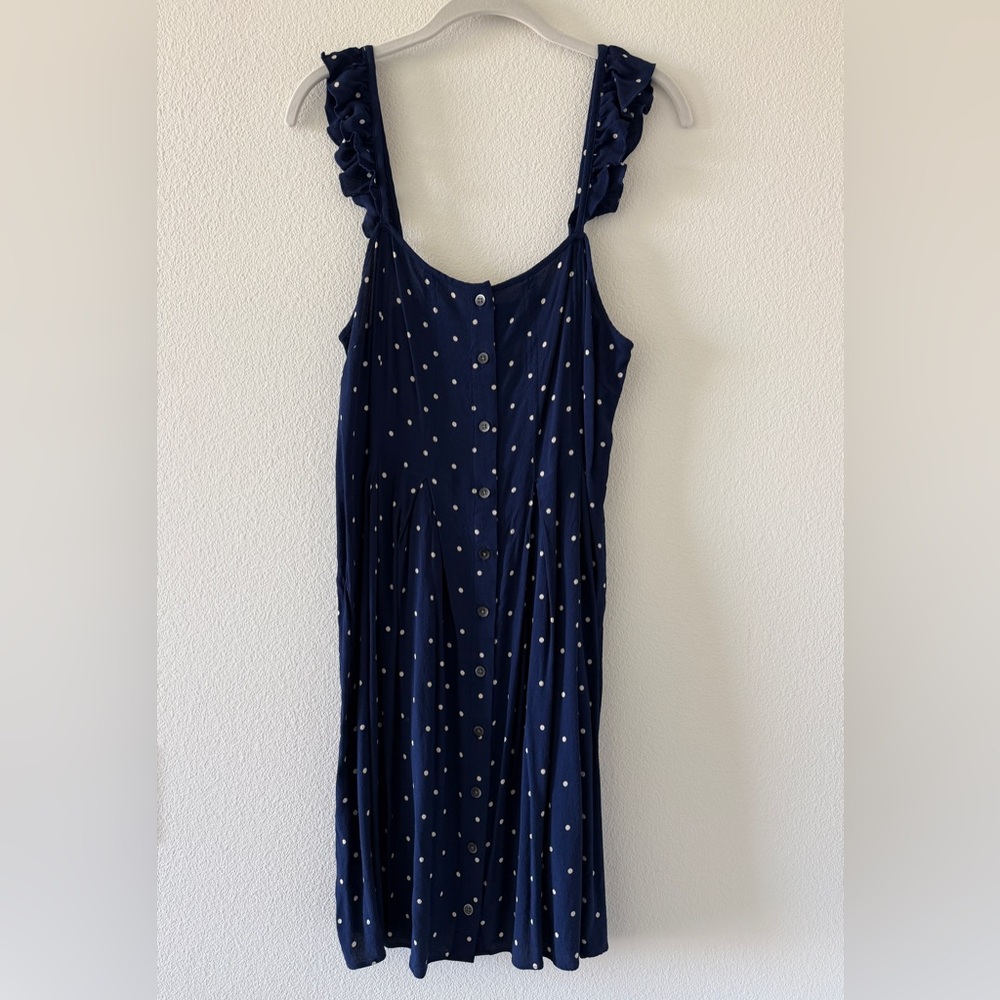 Madewell Navy Dress with White Polka Dots size M